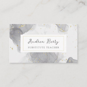 Tarjeta De Visita Gris Marble Swirls Sustituye al profesor