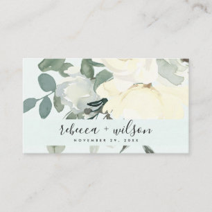 TARJETA DE VISITA GRIS MARFIL BLANCO AQUA FLORAL BODA AGRADECIMIENTO