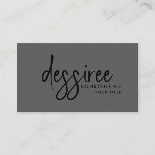 Tarjeta De Visita Gris minimalista de escritura negra moderna