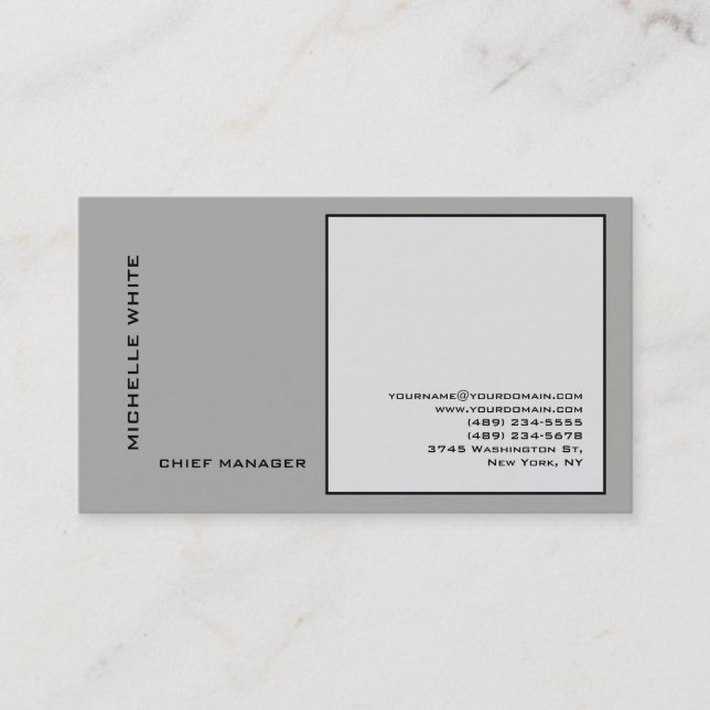 Tarjeta De Visita Gris Minimalista elegante profesional (Anverso)
