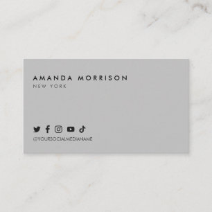Tarjeta De Visita Gris minimalista profesional de los medios sociale