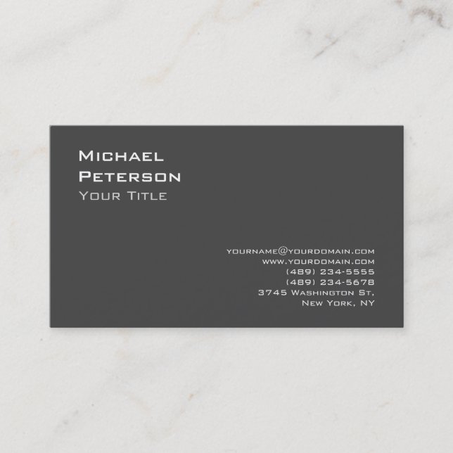 Tarjeta de visita Gris Moderna y Moderna (Anverso)