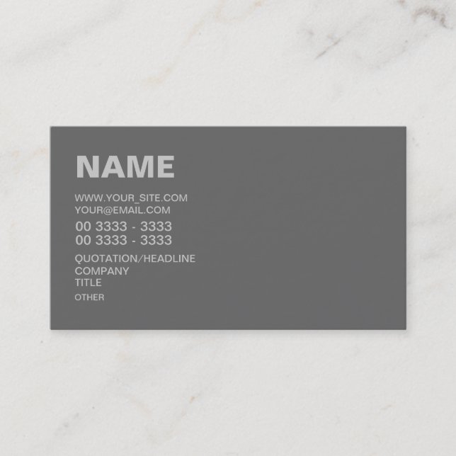 Tarjeta De Visita Gris moderno (Anverso)