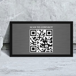 Tarjeta De Visita Gris moderno código QR metálico falso negro negrit