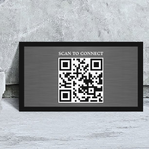 Tarjeta De Visita Gris moderno código QR metálico falso negro negrit