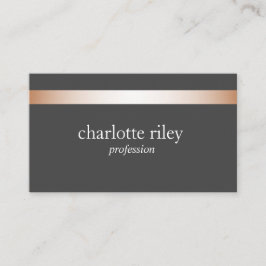 Tarjeta De Visita Gris | Moderno Rosa con rayas de oro estilo