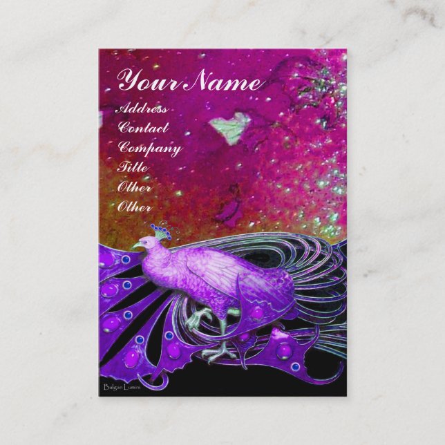 Tarjeta De Visita Gris morado de PEACOCK (Anverso)