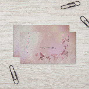 Tarjeta De Visita Gris morado Rubor Ballet Mariposa rosa Metálica