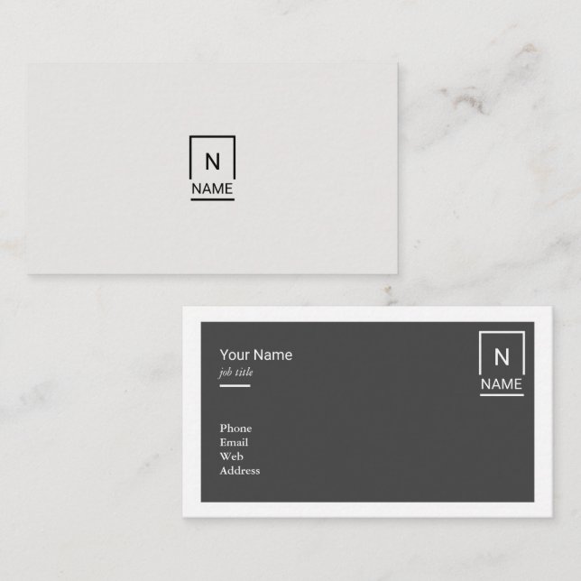 Tarjeta de visita gris negra de moda moderna (Anverso / Reverso)