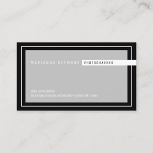Tarjeta De Visita gris/negro básico moderno, fotógrafo