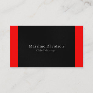 Tarjeta De Visita Gris Negro Blanco Rojo Rayas Fuente Serif Simple