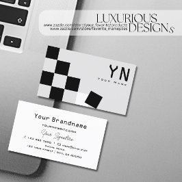 Tarjeta De Visita Gris negro de cartón con monograma moderno