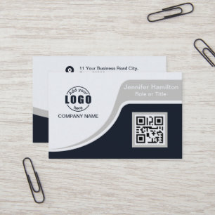 Tarjeta De Visita Gris negro profesional añada su logotipo Código QR