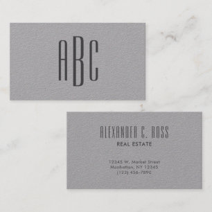 Tarjeta De Visita Gris oscuro simple tres letras monograma