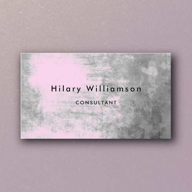 Tarjeta De Visita Gris Pastel Rosa Grunge Textura Femenina (Subido por el creador)