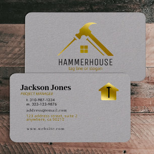 Tarjeta De Visita Gris personalizado + Lux de Oro para construcción