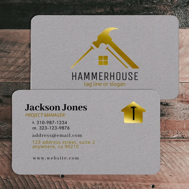 Tarjeta De Visita Gris personalizado + Lux de Oro para construcción  (Subido por el creador)