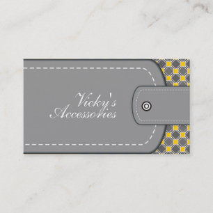 Tarjeta De Visita Gris, piel amarilla y patrón retro