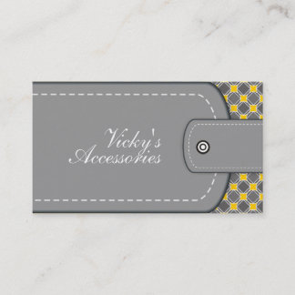 Tarjeta De Visita Gris, piel amarilla y patrón retro