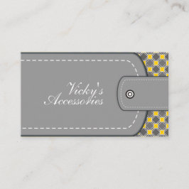 Tarjeta De Visita Gris, piel amarilla y patrón retro