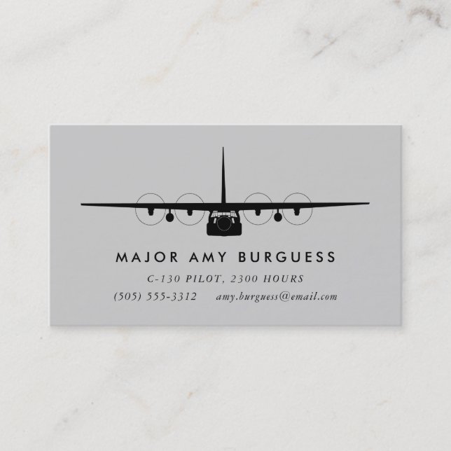 Tarjeta De Visita Gris piloto de Hércules C-130 (Anverso)