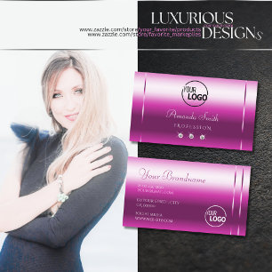 Tarjeta De Visita Gris Pink Lilac Shimmer Sparkle Diamonds add Logo