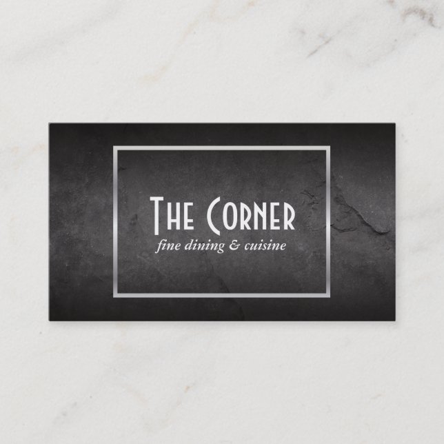 Tarjeta De Visita Gris pizarra | Marco plateado (Anverso)