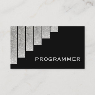 Tarjeta De Visita Gris plateado, programador de rayas verticales neg