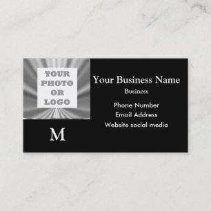 Tarjeta De Visita Gris plateados del logotipo de la foto y mirada