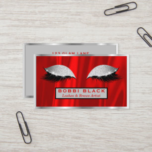 Tarjeta De Visita Gris plateados del rojo del maquillaje de las