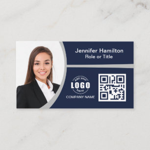Tarjeta De Visita Gris profesional añada su logotipo Foto de código