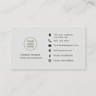 Tarjeta De Visita Gris profesional | Iconos Personalizados Medios So