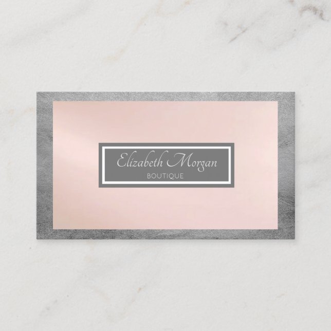 Tarjeta De Visita Gris profesional moderno, rosa, marco (Anverso)