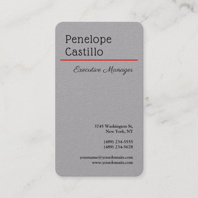 Tarjeta De Visita Gris Profesional Moderno Simple Elegante (Anverso)