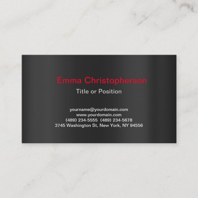 Tarjeta De Visita Gris Profesional Simple Llanto Moderno Estilo (Anverso)