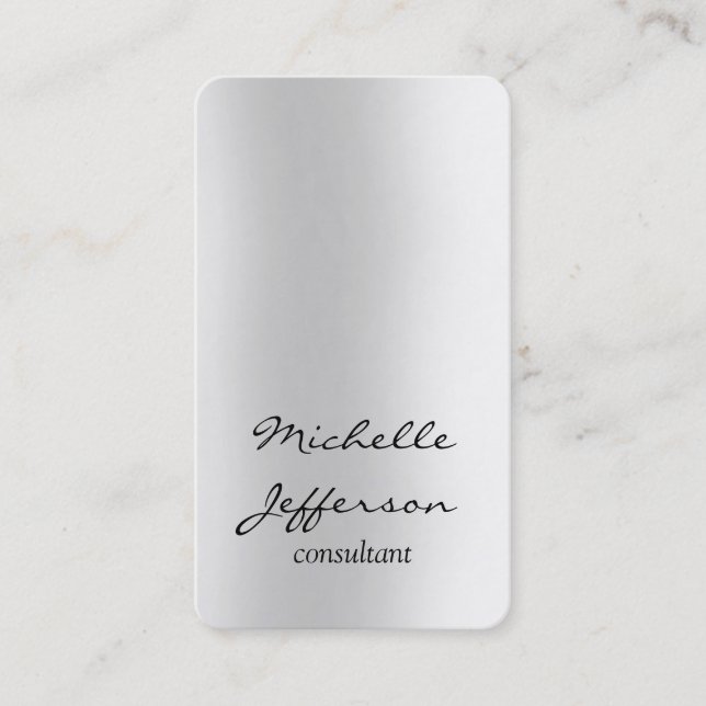 Tarjeta De Visita Gris puro vertical único personal (Anverso)