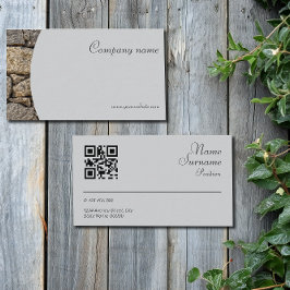 Tarjeta de visita gris QR de piedra minimalista