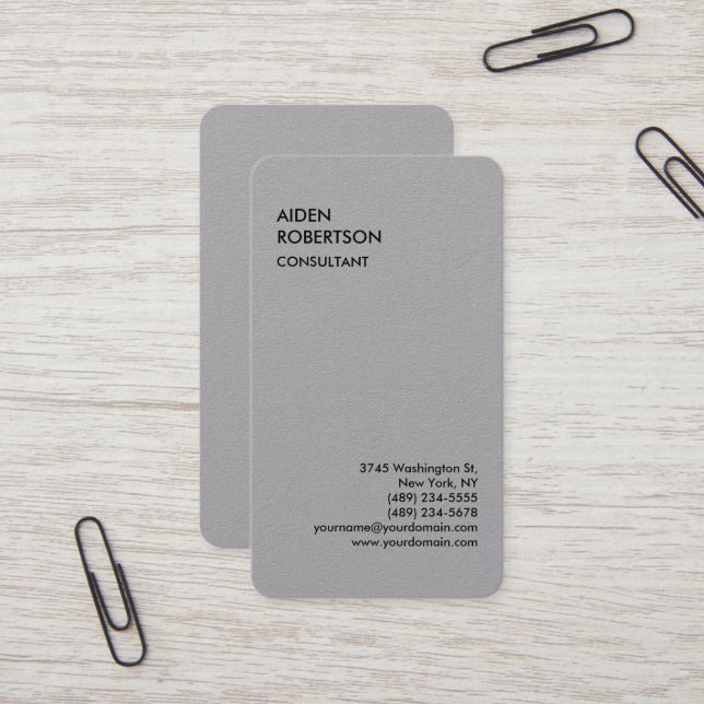 Tarjeta De Visita Gris Rodado Exclusivo Especial Moderno Único (Anverso/Reverso In Situ)