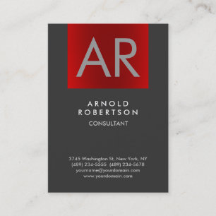 Tarjeta de visita gris roja elegante rechoncha del
