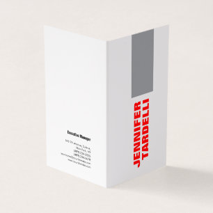Tarjeta De Visita Gris Rojo Negrita Minimalista Moderno Profesional