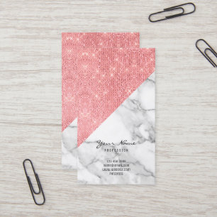 Tarjeta De Visita Gris rosado Carrara del mármol del purpurina del