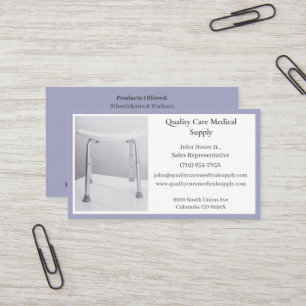Tarjeta De Visita Gris Shower Chair Equipo Médico Senior