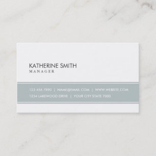 Tarjeta De Visita Gris simple llano elegante y blanco profesionales