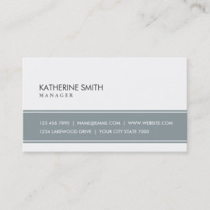 Tarjeta De Visita Gris simple llano profesional y blanco elegantes