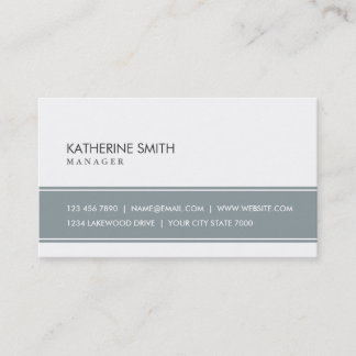 Tarjeta De Visita Gris simple llano profesional y blanco elegantes