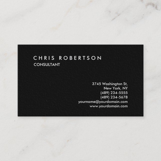 Tarjeta De Visita Gris Texture Consultant Modern Business Card (Anverso)