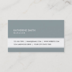 Tarjeta De Visita Gris verde simple llano elegante profesional