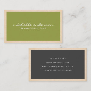 Tarjeta De Visita Gris verde simple   Sleek