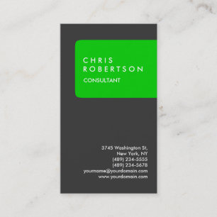 Tarjeta de visita gris verde vertical de moda