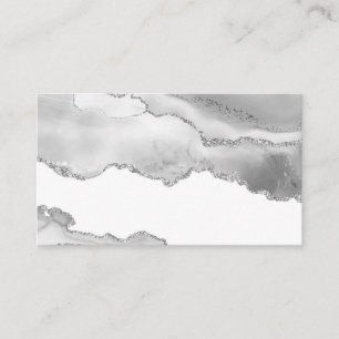 Tarjeta De Visita Gris White Marble Agble Simple Silver Purpurina
